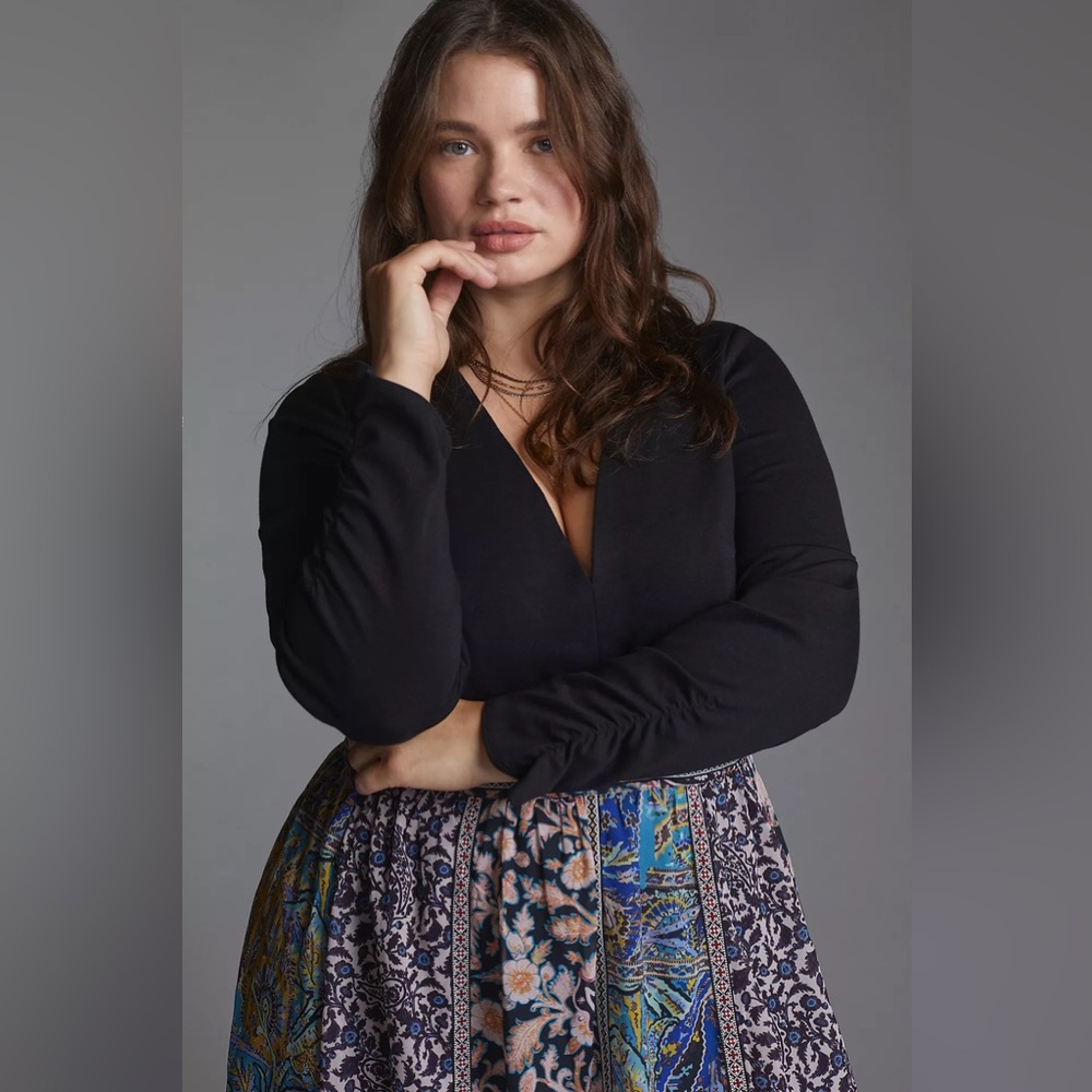 Anthropologie Black and Multicolor Maxi Dress